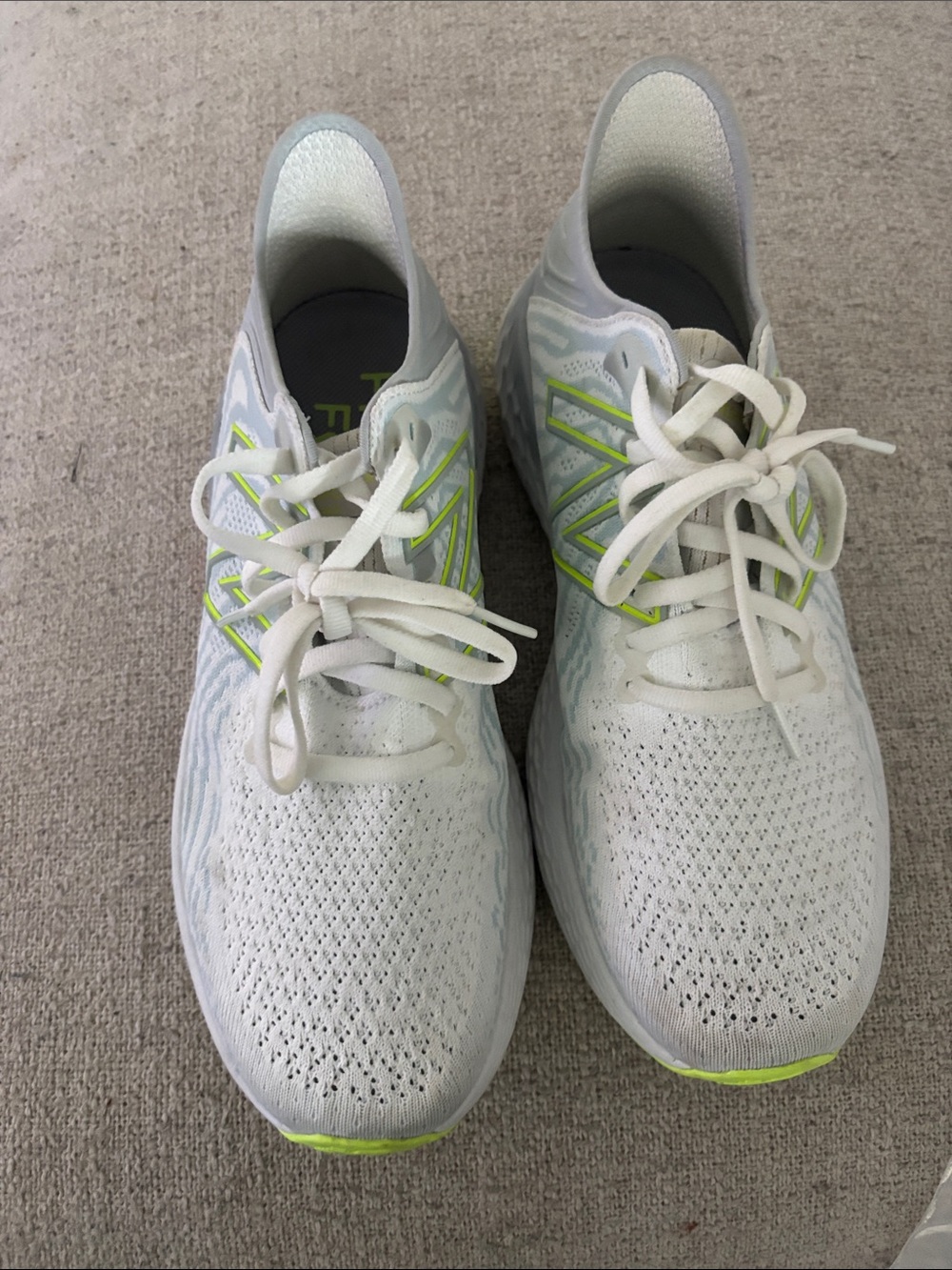 Women’s White Athletic Running Shoes with Neon Accents